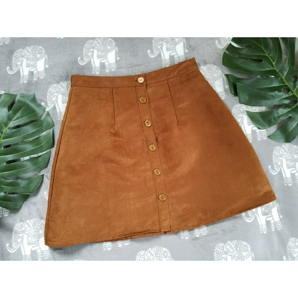 NWT Suede Faux Leather Brown Skirt